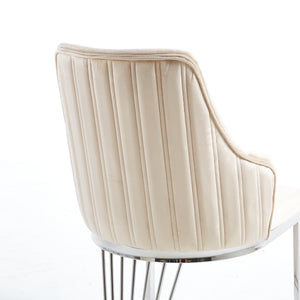 Lanvin Cream & Silver Velvet Dining Chair
