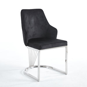 Lanvin Black & Silver Velvet Dining Chair