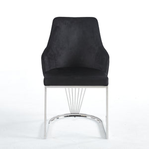 Lanvin Black & Silver Velvet Dining Chair