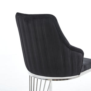 Lanvin Black & Silver Velvet Dining Chair