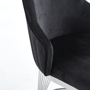 Lanvin Black & Silver Velvet Dining Chair