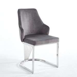 Lanvin Grey & Silver Velvet Dining Chair