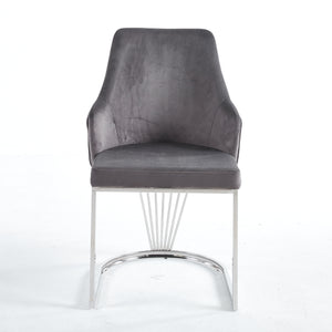 Lanvin Grey & Silver Velvet Dining Chair