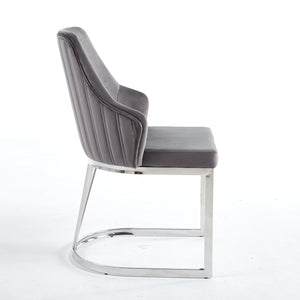 Lanvin Grey & Silver Velvet Dining Chair