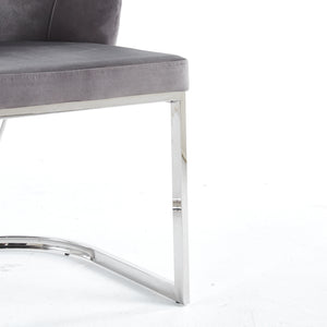 Lanvin Grey & Silver Velvet Dining Chair