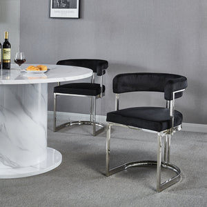 Sandro Velvet Dining Chair Black & Silver
