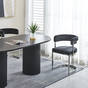 Sandro Velvet Dining Chair Black & Silver