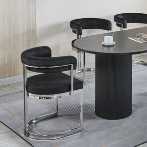 Sandro Velvet Dining Chair Black & Silver