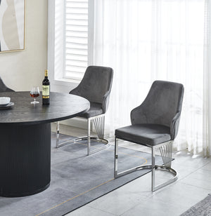 Lanvin Grey & Silver Velvet Dining Chair