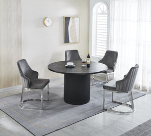 Lanvin Grey & Silver Velvet Dining Chair