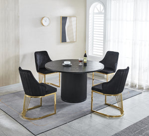 Lanvin Black & Gold Velvet Dining Chair