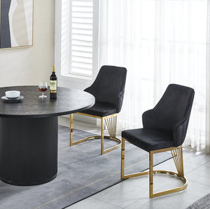 Lanvin Black & Gold Velvet Dining Chair