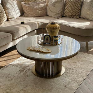 Pre-Order: Luca White & Gold Marble Coffee Table