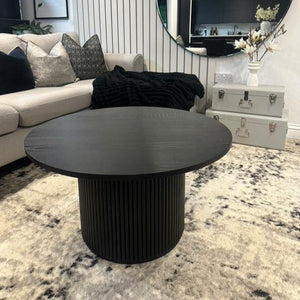 Loui Black Wood Round Coffee Table