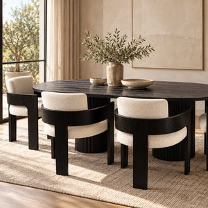 Luna Black Oval Dining Table & Harper Black Dining Chair Set