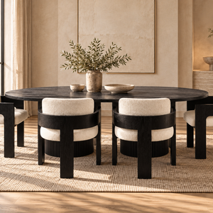 Luna Black Oval Dining Table & Harper Black Dining Chair Set