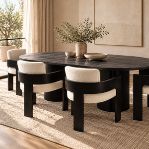 Luna Black Oval Dining Table & Harper Black Dining Chair Set