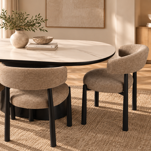 Ivy Black Ceramic Dining Table & Aria Black Dining Chair Set
