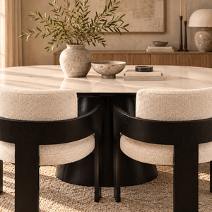 Ivy Black Ceramic Dining Table & Harper Black Dining Chair Set