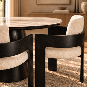 Ivy Black Ceramic Dining Table & Harper Black Dining Chair Set
