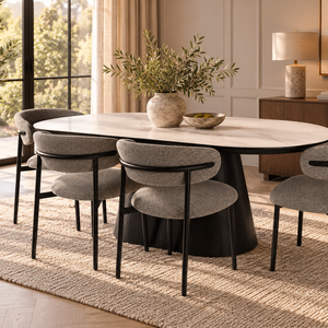 Ivy Black Ceramic Dining Table & Soho Black Dining Chair Set
