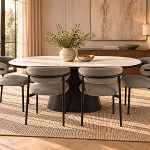 Ivy Black Ceramic Dining Table & Soho Black Dining Chair Set