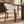 Upholstered dining chair, beige fabric with dark wood legs and rounded backrest