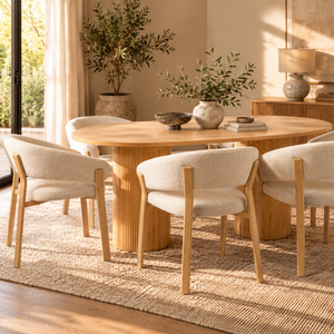 Luna Oak Oval Dining Table & Abel Oak Dining Chair Set