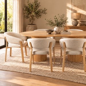 Luna Oak Oval Dining Table & Abel Oak Dining Chair Set