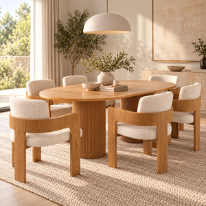 Luna Oak Oval Dining Table & Harper Oak Dining Chair Set