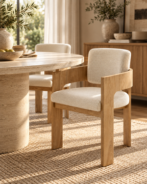 Cloud White Micro Cement Oval Dining Table & Harper Oak Dining Chair Set