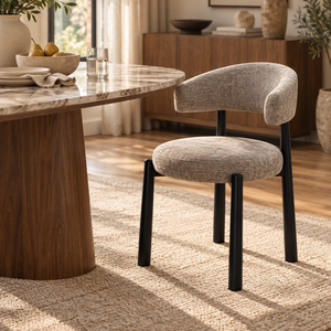 Cloud White Micro Cement Oval Dining Table & Aria Black Dining Chair Set
