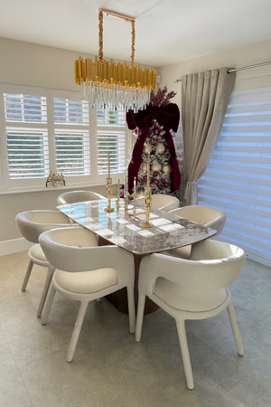 Eton Brown Dining Table & Cole Fabric Dining Chair Set