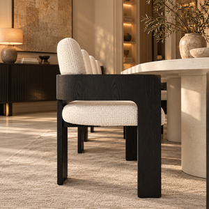 Cloud White Micro Cement Oval Dining Table & Harper Black Dining Chair Set