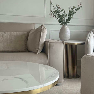 Luca White & Gold Marble Side Table & Coffee Table Set