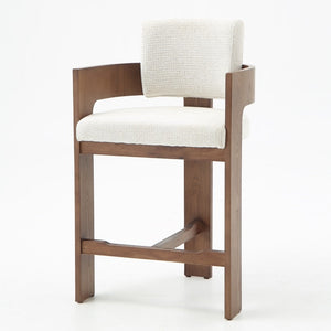 Harper Cream & Walnut Wood Barstool