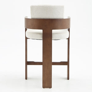 Harper Cream & Walnut Wood Barstool