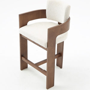 Harper Cream & Walnut Wood Barstool