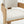 A modern wooden armchair with a curved natural oak frame and textured off-white woven upholstery on the seat and backrest, shown against a plain white background.