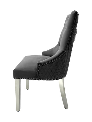 Bentley Grey Velvet Lion Knocker Dining Chair