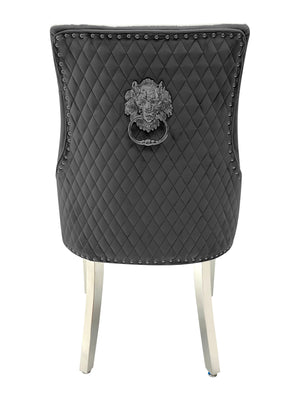 Bentley Grey Velvet Lion Knocker Dining Chair