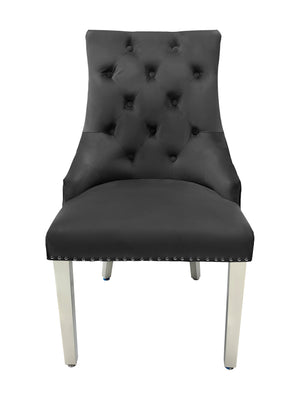 Bentley Grey Velvet Lion Knocker Dining Chair