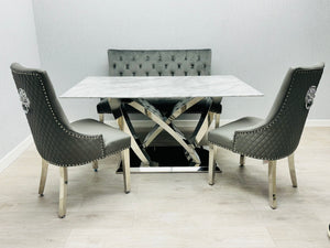 Carolina Grey Marble Dining Table