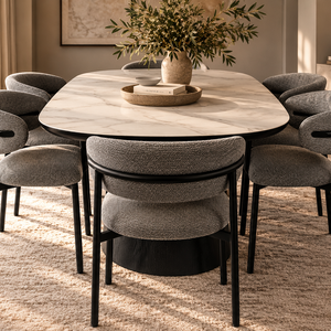 Ivy Black Ceramic Dining Table & Soho Black Dining Chair Set