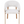 Upholstered dining chair with light gray fabric seat and rounded back, light oak legs