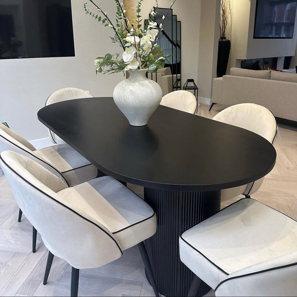 Luna Black Oval Dining Table – Lush Interiors