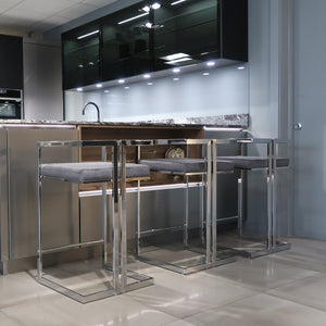 Creed Grey & Silver Velvet Barstool