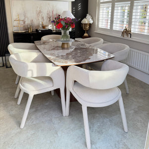 Eton Walnut Dining Table & Cole Fabric Dining Chair Set