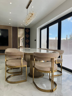 Pre-Order: Luca Marble 220cm Table & Sandro Chair Set