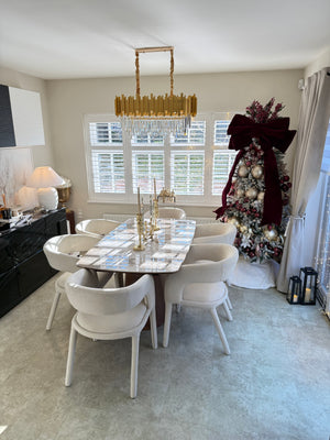 Eton Brown Dining Table & Cole Fabric Dining Chair Set